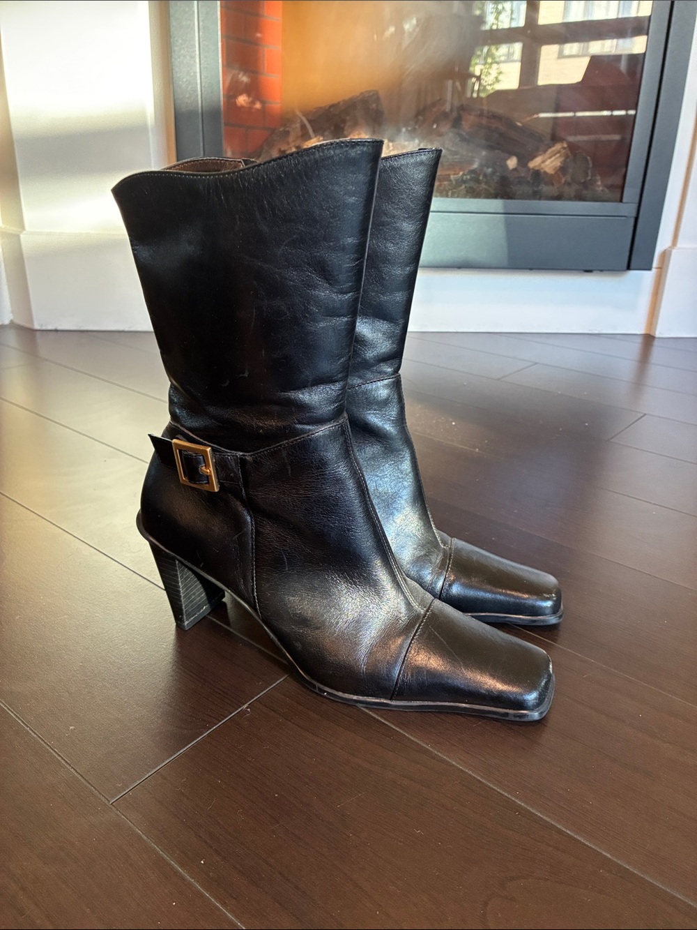Marinelli Half Calf Black Leather Boots size 7 M Made in Brazil